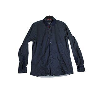 Barabas L/S Blue Polka‎ Dot Button Down Dress Shirt Mens Large